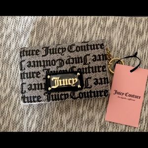 Juicy Couture Gothic Status Black “Furget Me Not” Flap CC Wallet Key Chain
